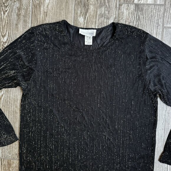 2/$18 SALE! Vintage Impressions Semi Sheer Shirt Womens Metallic Gold Black USA - Picture 5 of 8